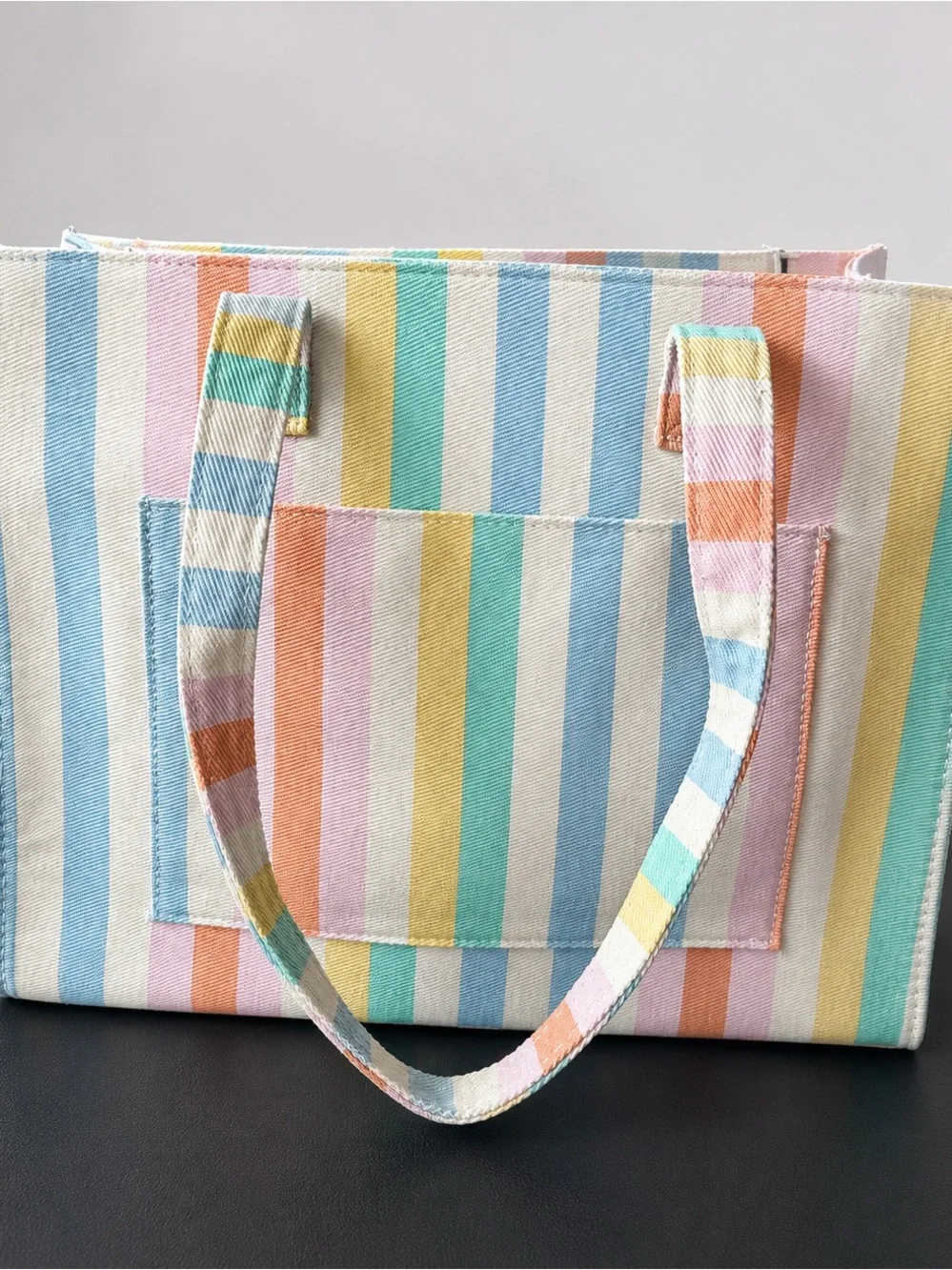 Luv Betsey Pastel Striped Tote with Flower Charm NWT